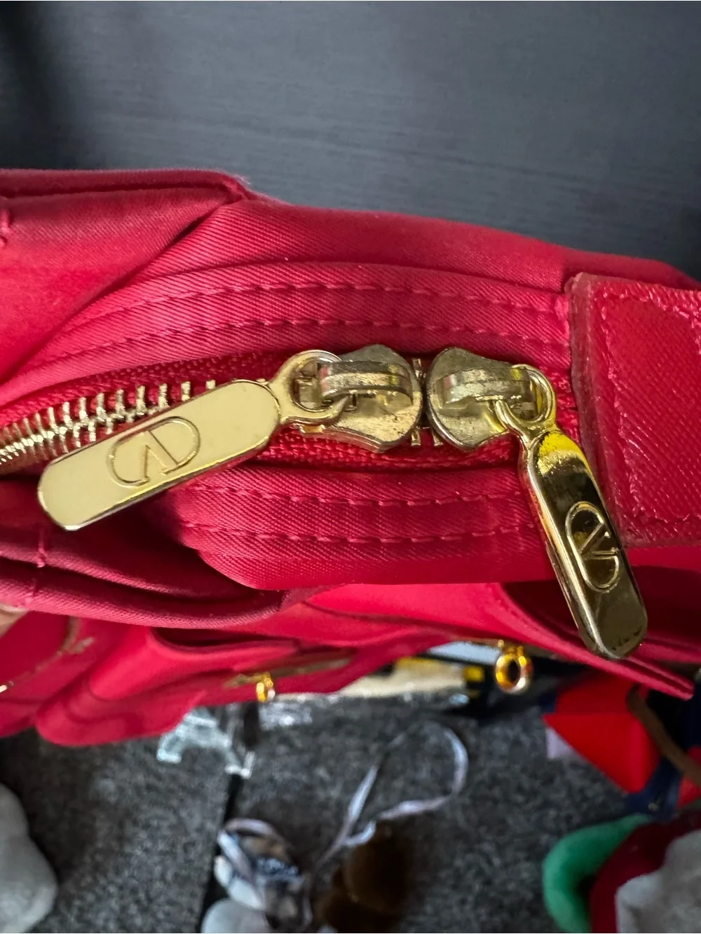Valentino Garavani Bright Red Double Pocket Shoulder Bag